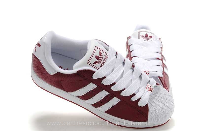 adidas superstar femme blanc et bordeaux