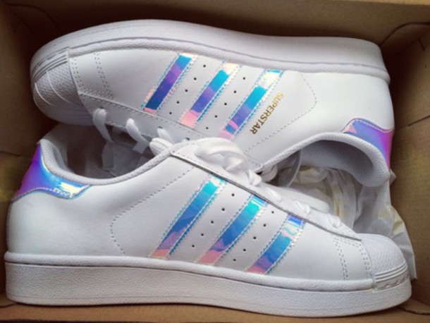 white and holographic adidas
